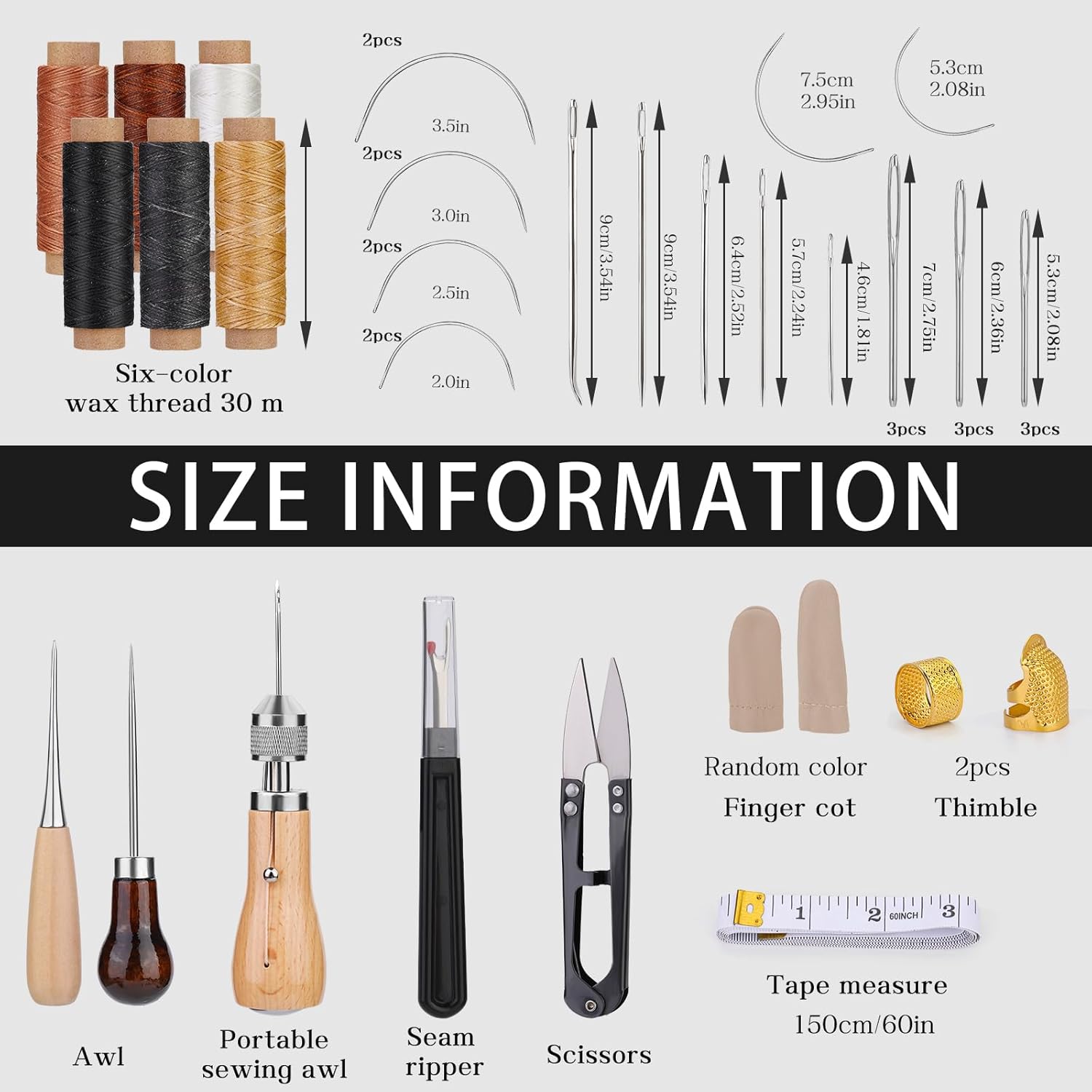 QMNNMA 40pcs Sewing Awl Kit with Bag, Portable Awl Tool Stitching with Instructions, Speedy Stitcher Sewing Awl Kit for DIY Leather Sewing Repair Craft - Image 2