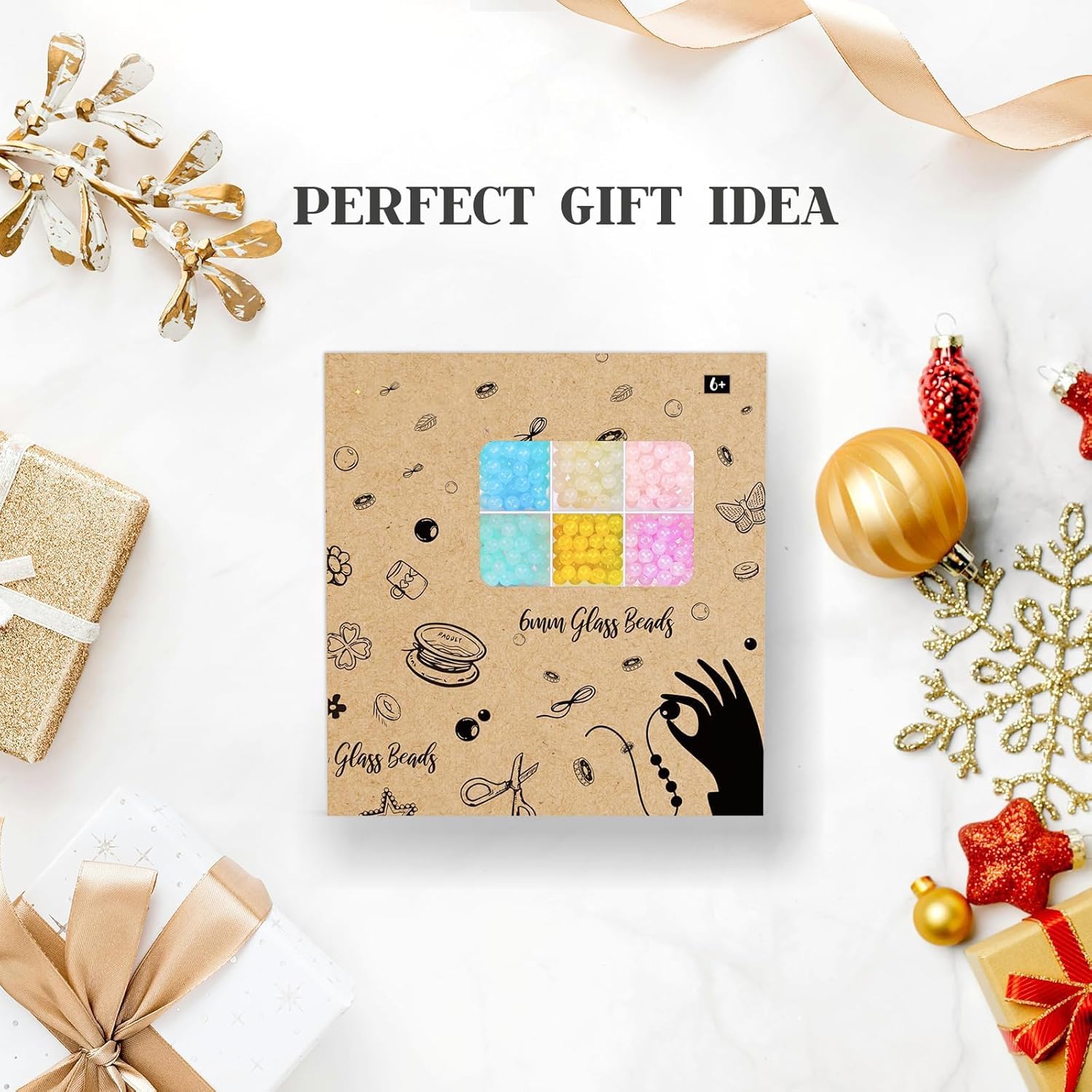 Sistenia 6mm Glass Beads Bracelet Making Kit 1400pcs, 24 Colors Crystal Beads for Jewelry Making Round Beads DIY Crafts with Spacer Beads Charms Accessories - Image 3