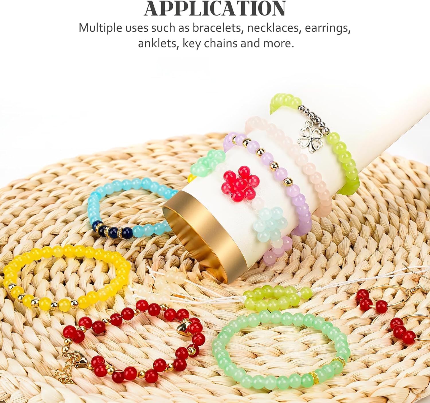 Sistenia 6mm Glass Beads Bracelet Making Kit 1400pcs, 24 Colors Crystal Beads for Jewelry Making Round Beads DIY Crafts with Spacer Beads Charms Accessories - Image 7