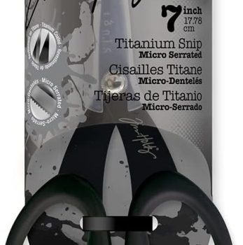 Tim Holtz Small Titanium Scissors – 7 Inch Mini Snips with Micro Serrated Blade – Non Stick Craft Tool for Cutting Paper, Fabric, and Sewing – Black Comfort Grip Handles