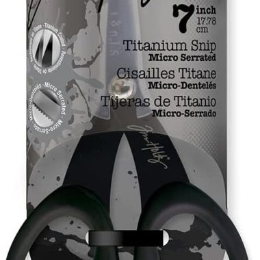 Tim Holtz Small Titanium Scissors – 7 Inch Mini Snips with Micro Serrated Blade – Non Stick Craft Tool for Cutting Paper, Fabric, and Sewing – Black Comfort Grip Handles
